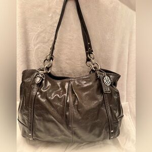 Coach Alexandria Gray Patent Leather Tote Shoulder Bag